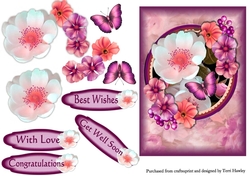 many greetings in pink