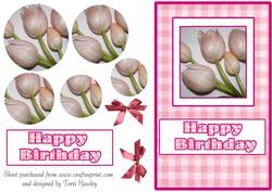 Gingham Tulips Pink