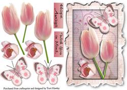 Pink Tulips and Butterflies