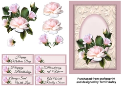 many greetings with pink roses