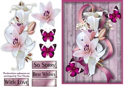 lilies and butterflies in pink