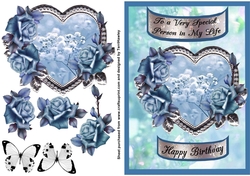 roses card blue
