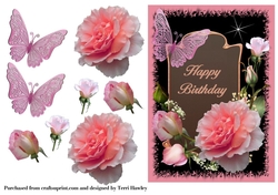 happy birthday pink roses