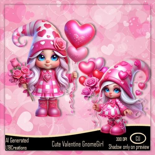 Cute Valentine Gnome Girl 