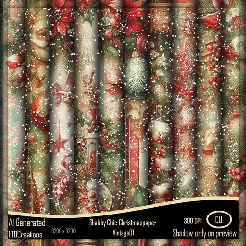 Shabby Chic Christmaspaper Vintage01
