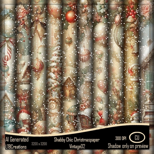 Shabby Chic Christmaspaper Vintage02