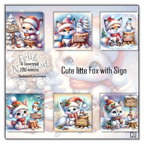 Cute fox with Sign