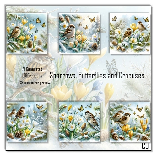 Sparrow Butterflies and Crocuses