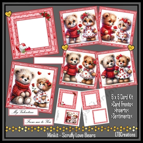 Minikit Scruffy Valentine Bears