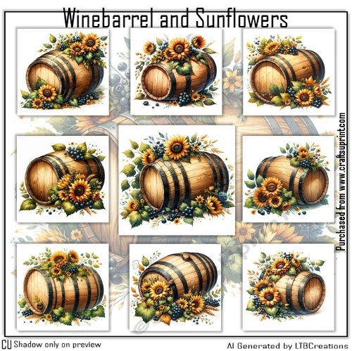 Winebarrrel and Sunflowers