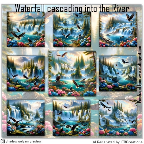 Waterfall cascading into the river