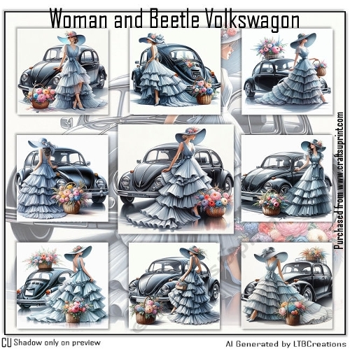 Woman and Beetle Volkswagon
