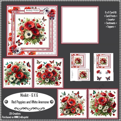 Minikit Red Poppies and White Anemone