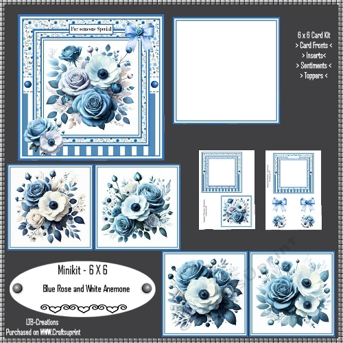 Minikit Blue Rose and White Anemone