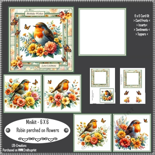 Minikit Robin perched on Flowers