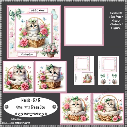 Minikit Kitten with Green Bow
