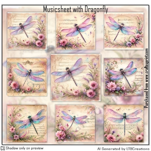 Musicsheet with Dragonfly