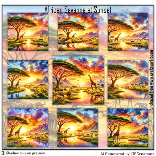 African Savanna at Sunset