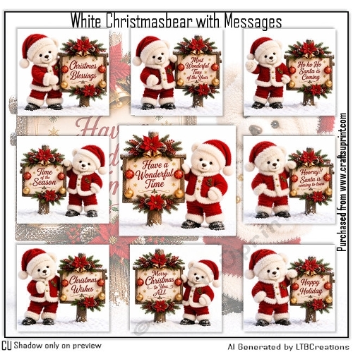 White Christmasbear with Messages