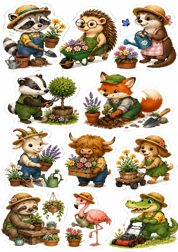 Whimsical Garden Animals Stickers01