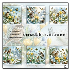 Sparrow Butterflies and Crocuses