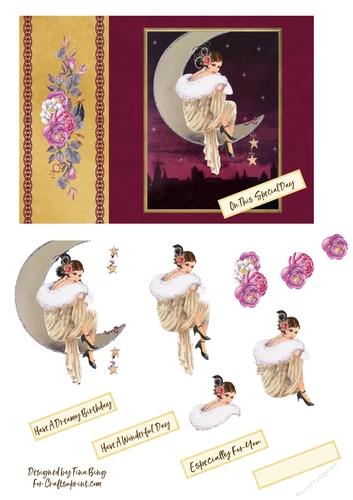 Art Deco Lady on the moon