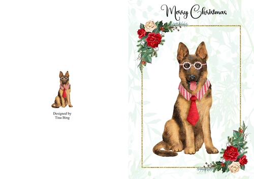 A5 Christmas Alsatian  Card
