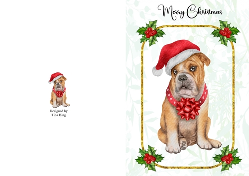 A5 Christmas Bull dogCard