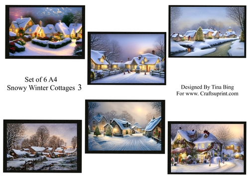 Snowy winter cottages set 3