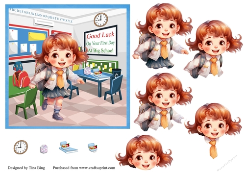 Girl first day at school