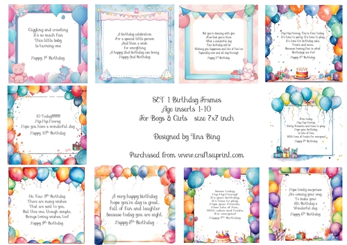 Birthday inserts 1-10 set 1