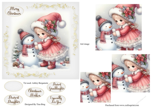 Christmas Girl and Snowman