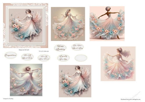 Dancing floral ladies