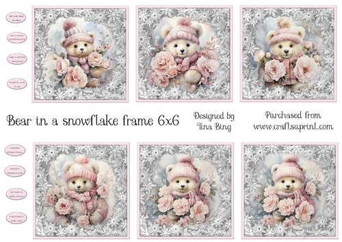 Bear in a snowflake frame