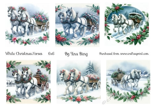 White Christmas Horses