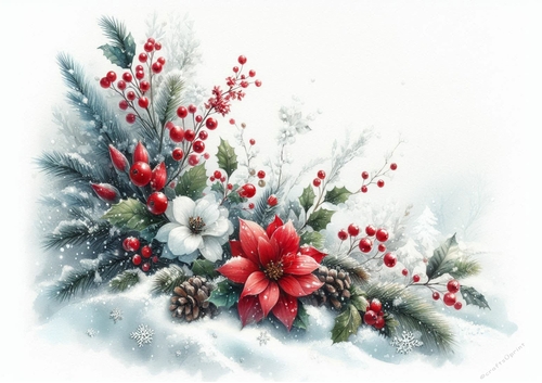 Floral Christmas Scene 2