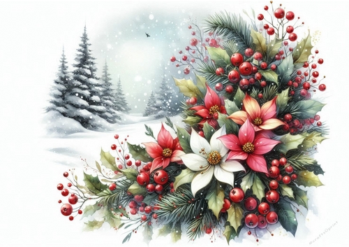 Floral Christmas Scene 5