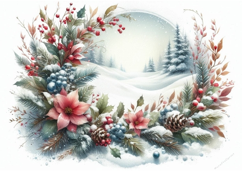 Floral Christmas Scene 7