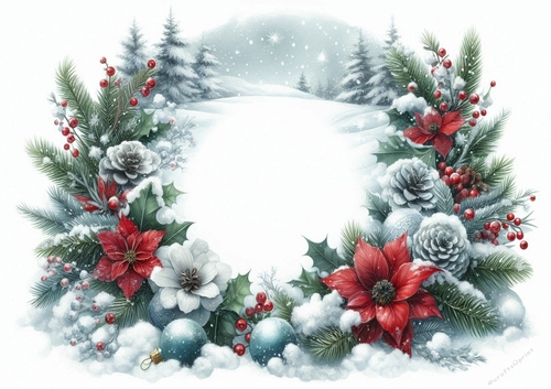 Floral Christmas Scene 12