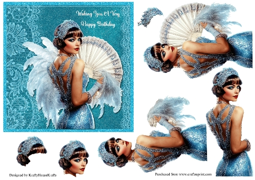 Art Deco fan lady