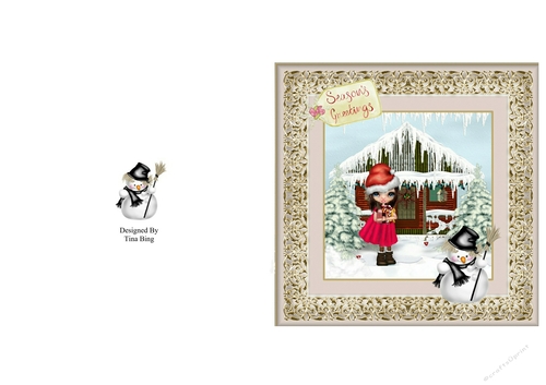 Christmas Girl with Snowman