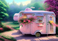 Pretty pink caravan