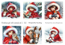 Christmas girl with animals set 3