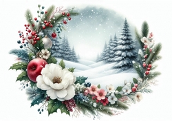 Floral Christmas Scene 1