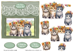 3 floral kittens
