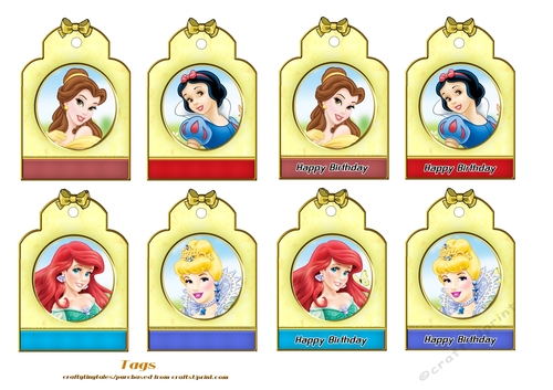 Eight Princess Birthday Tags