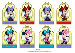 Eight Pretty M.Mouse Birthday Tags