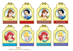 Eight Princess Birthday Tags