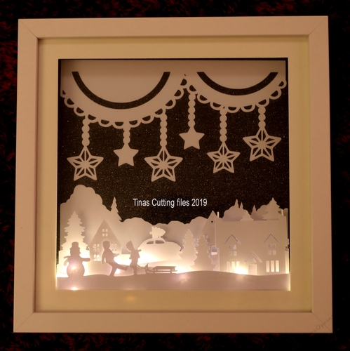 Winter Village Christmas Scene - Multi layered & suitable for Shadow Box frame
