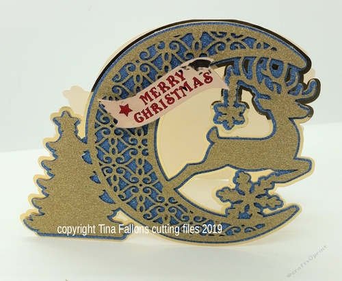 Deer in Moon Layered 3d Christmas Card
